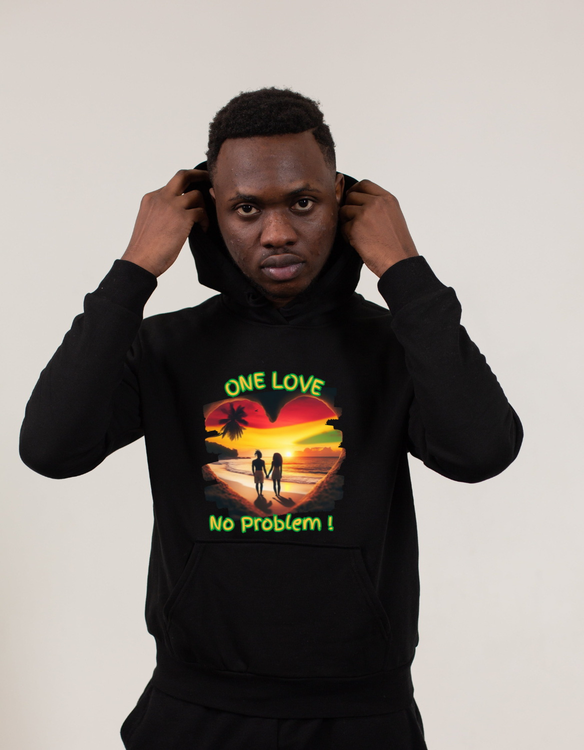 Jamaican themed hoodie sweater - One Love Reggae Heart /