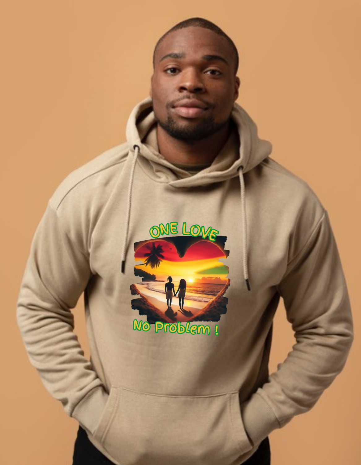 Jamaican themed hoodie sweater - One Love Reggae Heart/