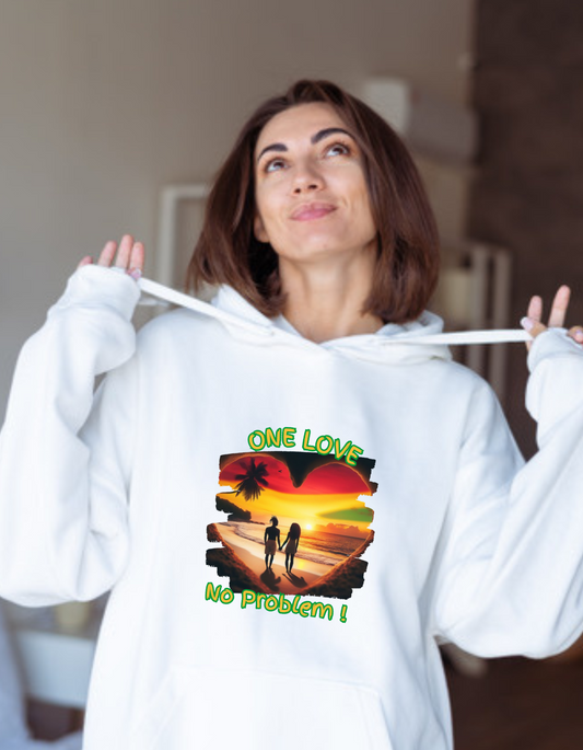 Jamaica themed Hoodie Sweater - One Love Reggae Heart /