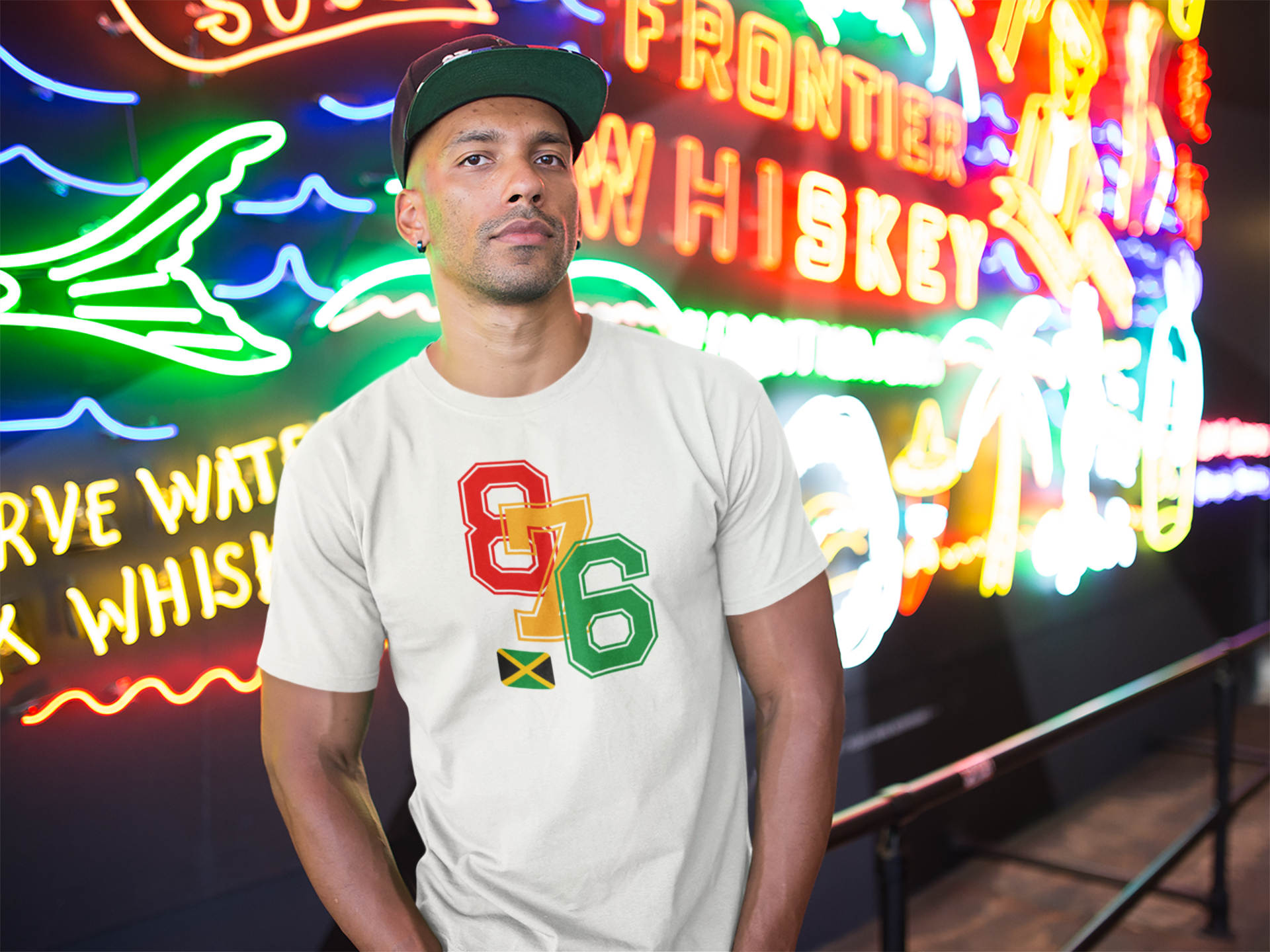 Jamaica Reggae Inspired Red, Gold and Green "876" Area Code With Flag Imaging876