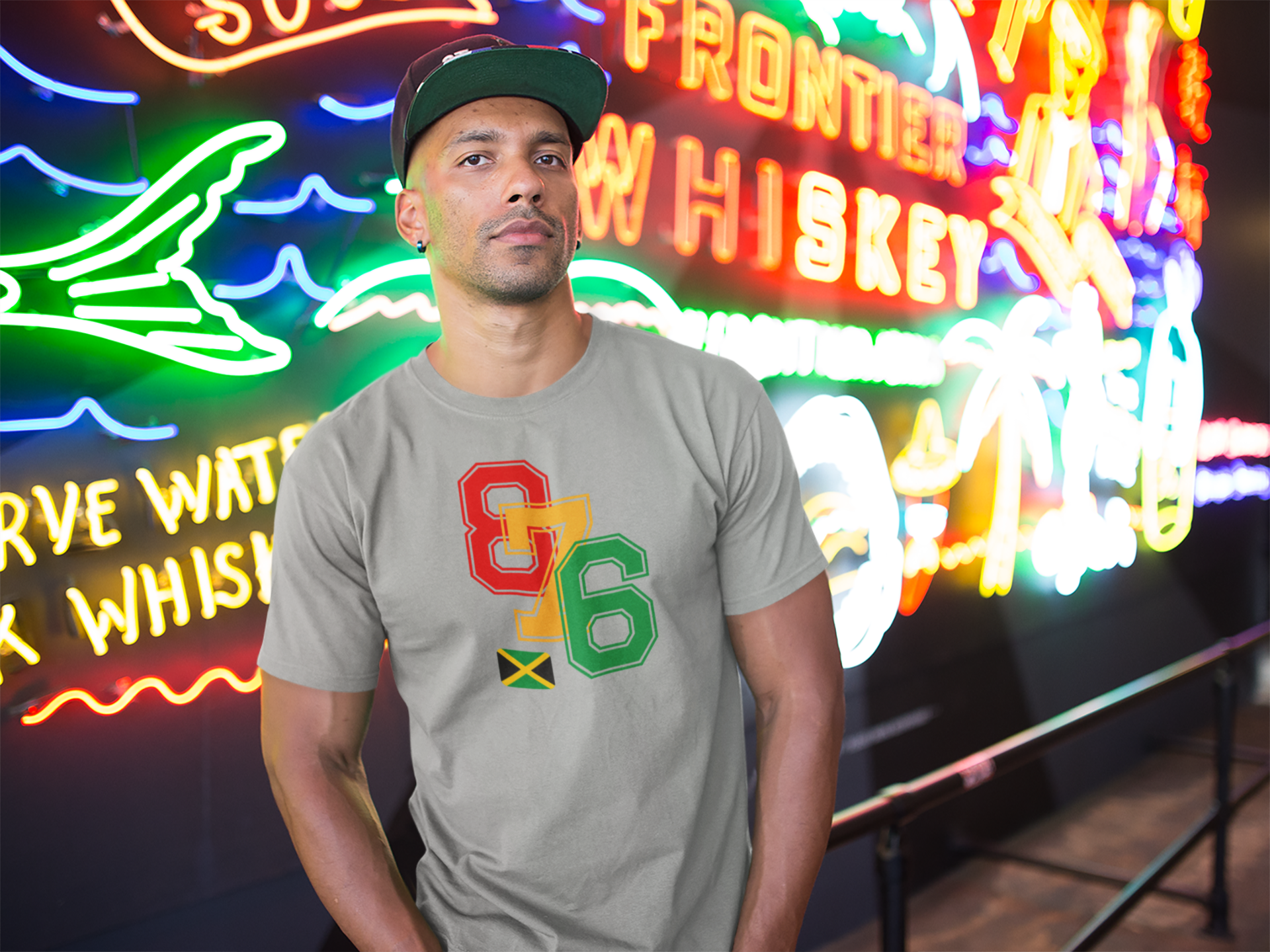 Jamaica Reggae Inspired Red, Gold and Green "876" Area Code With Flag Imaging876