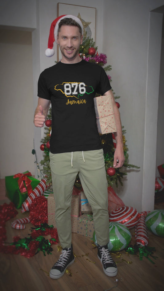 Jamaica themed T Shirt 876 style with Jamaica Map